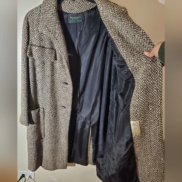 Vintage Abercrombie And Fitch Tweed Coat Xl 80s - Picture 7 of 10